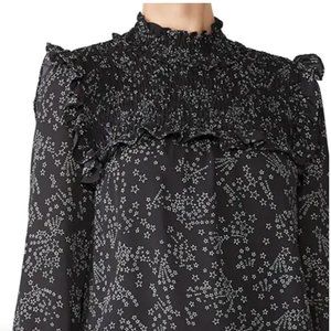Rebecca Minkoff Sharon Star-Print Smocked Ruffle Blouse Size Large (NWT)